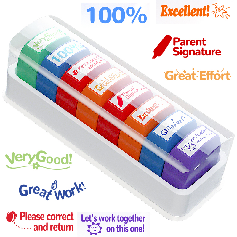 Self Inking Stamp - 8 طوابع للمعلمين، طوابع تحبير أوتوماتيكية