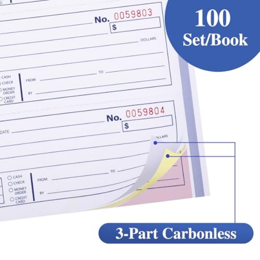 عبوة من 2 دفتر إيصالات مع نسخ  - مراجعة Carbon Copy Book وسعره