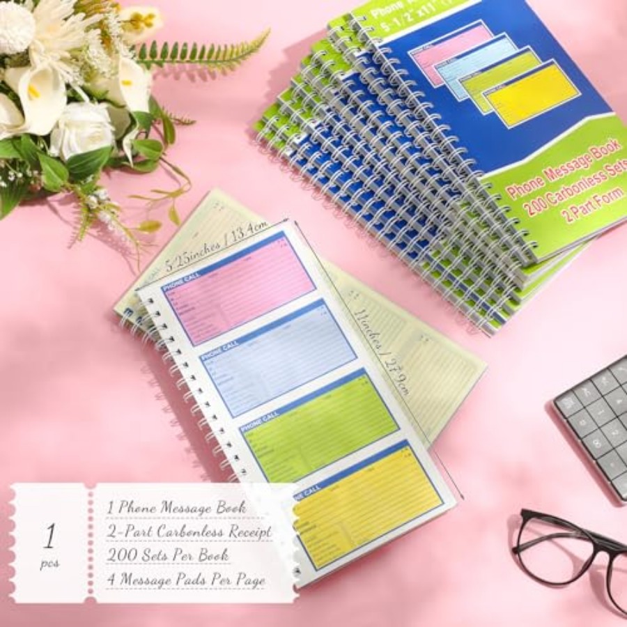 دفتر رسائل هاتفية حلزوني بورق  - مراجعة Carbon Copy Book وسعره